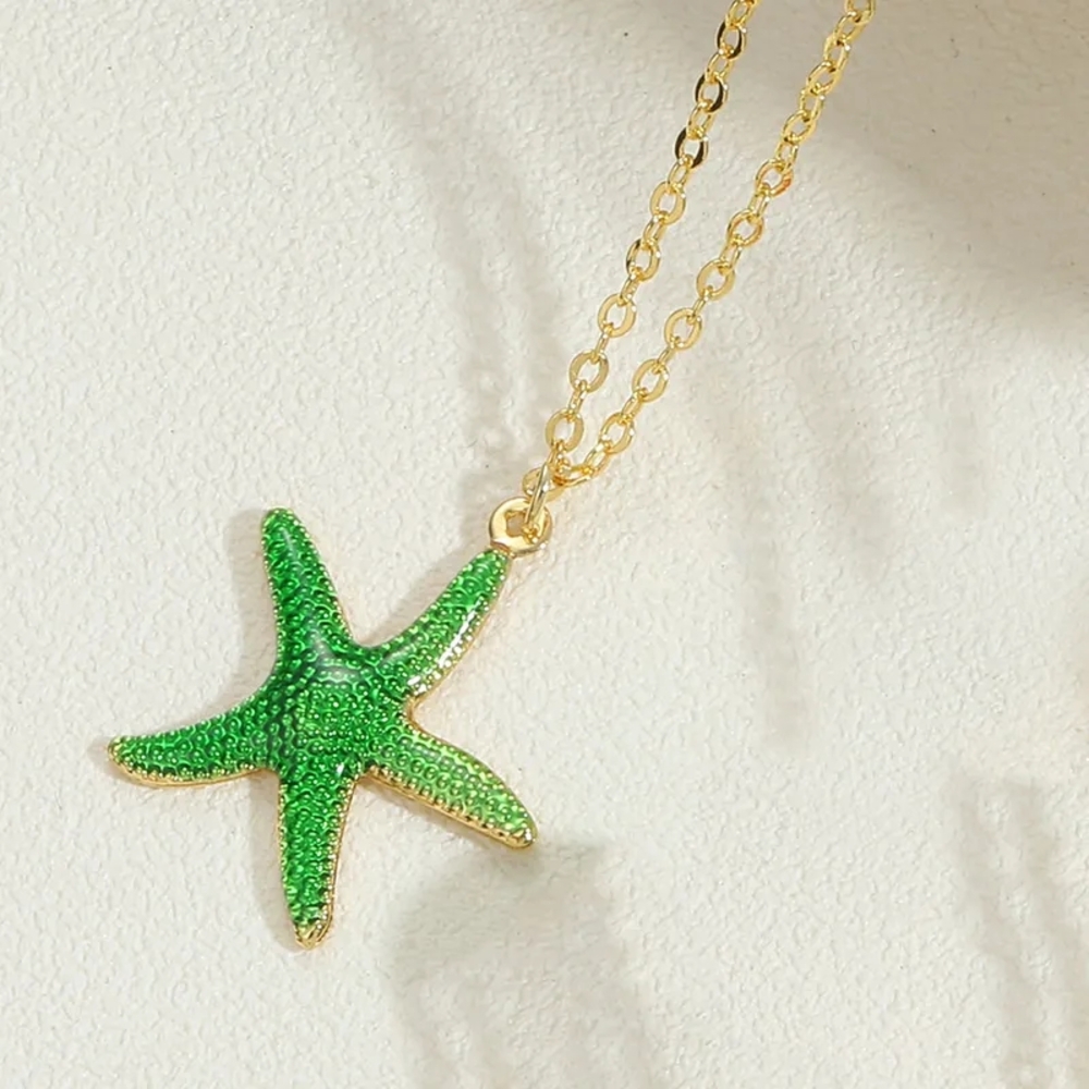 Green Starfish Pendant Necklace